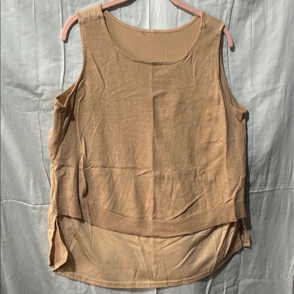 DG2 by Diane Gilman Beige Sleeveless Tank Top